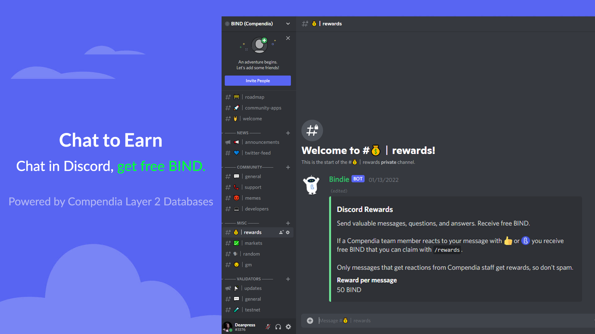 Chat To Earn: Get free BIND on Discord